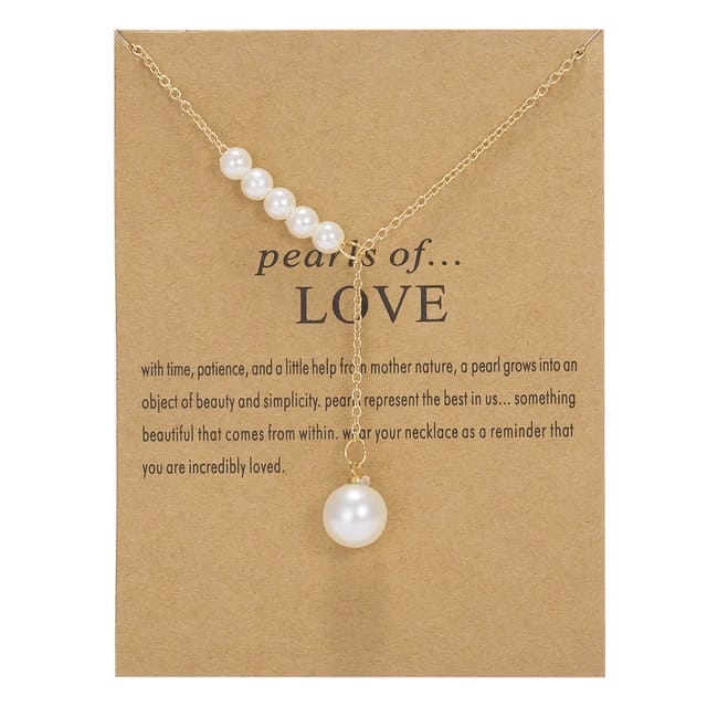 Yu Fashions Pearl of LOVE High Fashion Card Korean Necklace