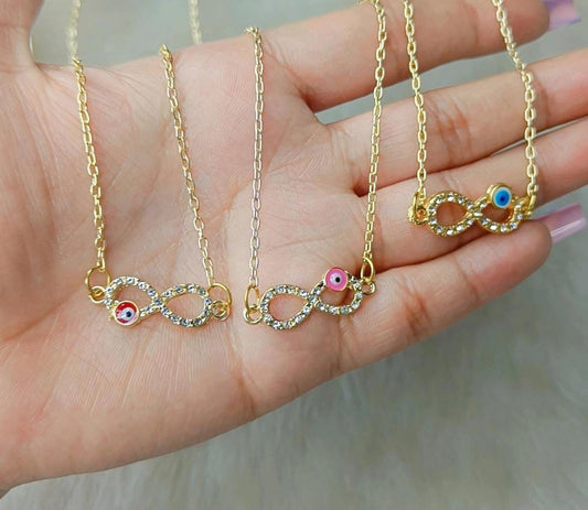 Yu Fashions Evil Eye Infinity Minimal Korean Pendent Necklace
