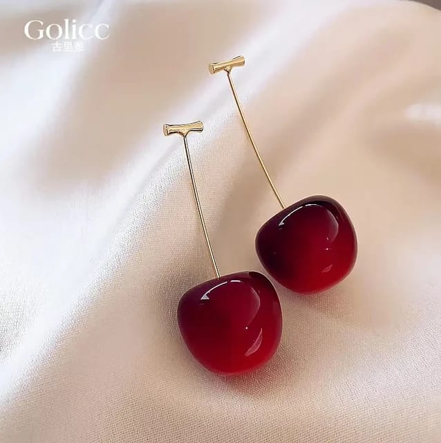 Yu Fashions Cute Fruit Cherry Drop Korean Earrings Pair