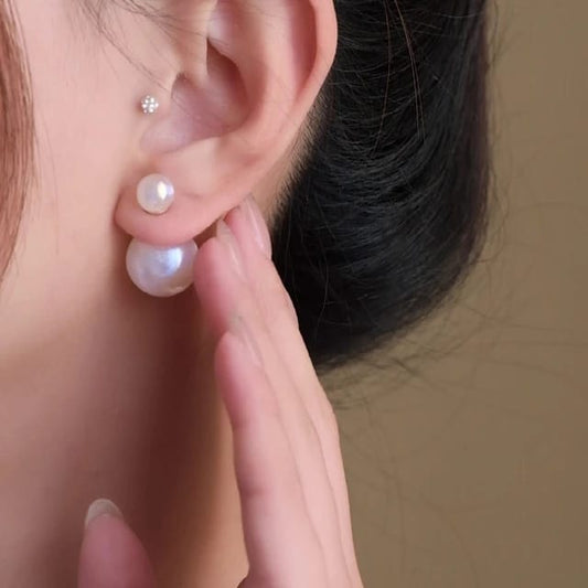 Yu Fashions Pearl 2 way Trending Instagram Inspired High Fashion Korean earrings Pair