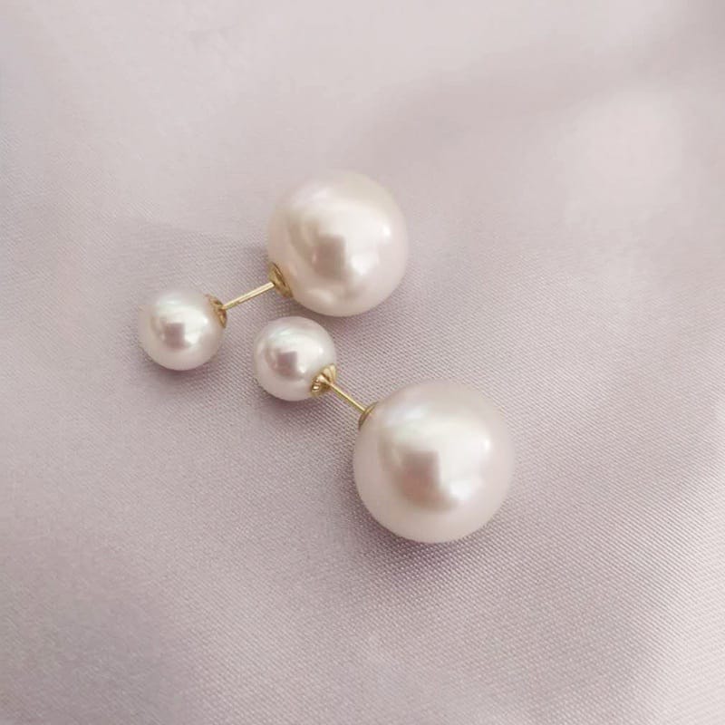 Yu Fashions Pearl 2 way Trending Instagram Inspired High Fashion Korean earrings Pair