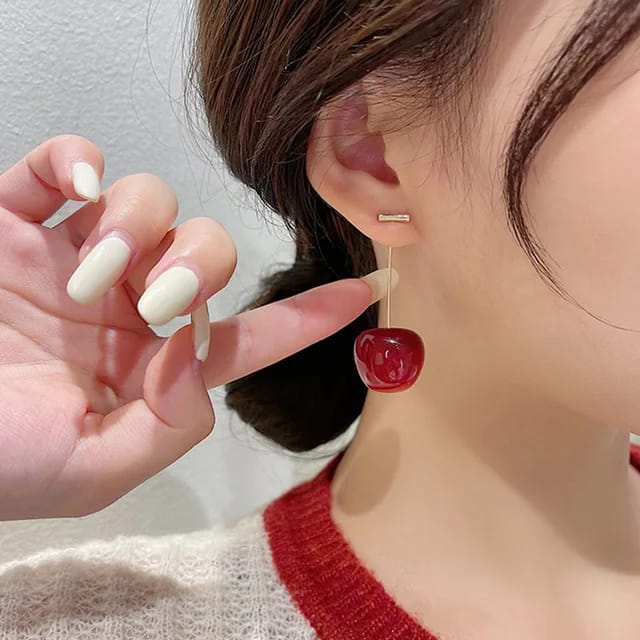 Yu Fashions Cute Fruit Cherry Drop Korean Earrings Pair