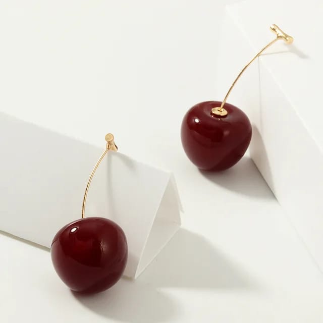 Yu Fashions Cute Fruit Cherry Drop Korean Earrings Pair
