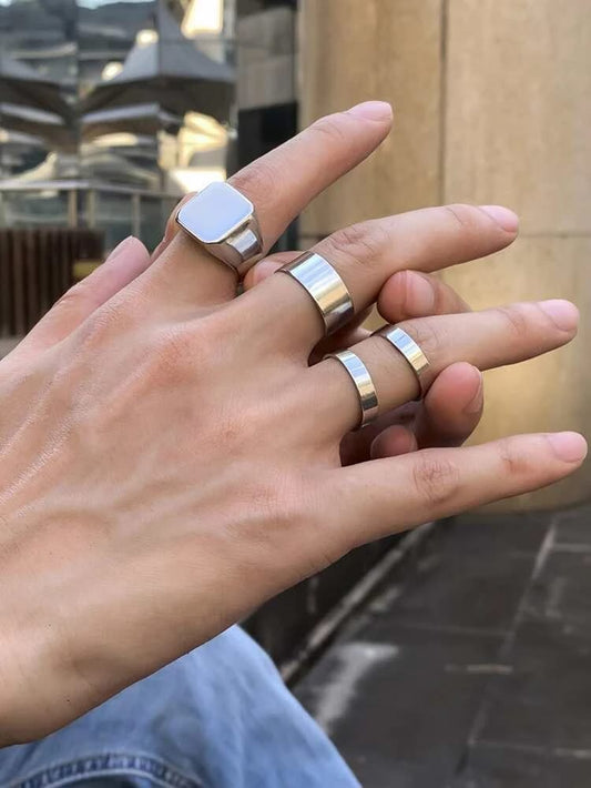 Yu Fashions Minimal High Fashion Korean Ring Set of 4