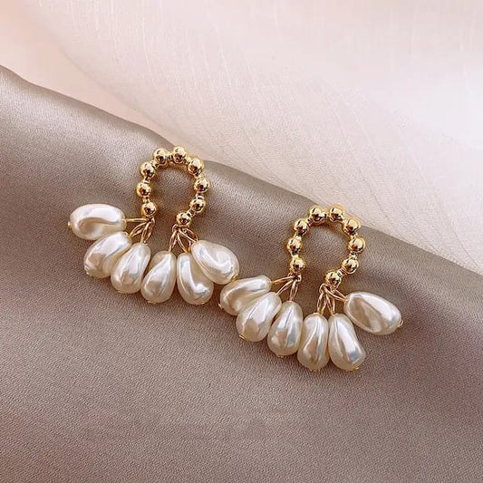 Yu Fashions Pearl Bunch Drop Korean Earrings Pair