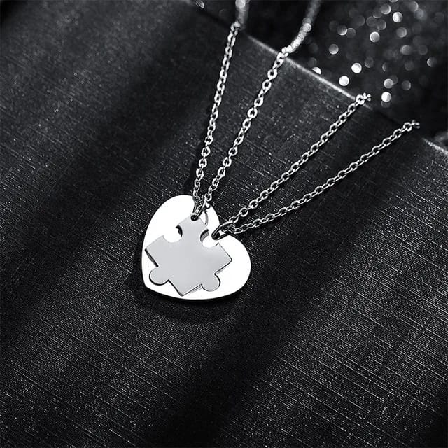 Yu Fashions Couple Best Friend sister Puzzle 2 in 1 High Fashion Necklace Chain