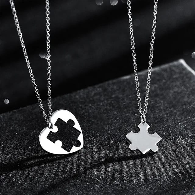 Yu Fashions Couple Best Friend sister Puzzle 2 in 1 High Fashion Necklace Chain