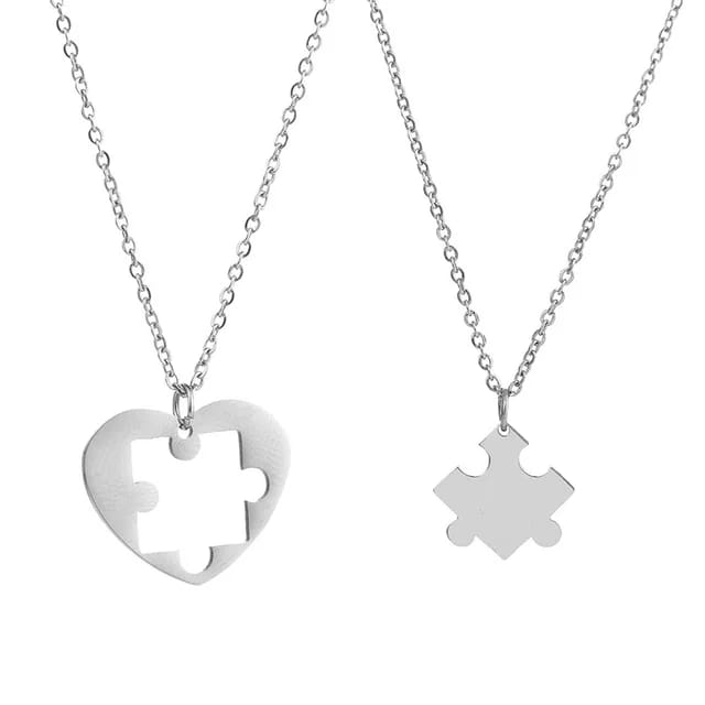 Yu Fashions Couple Best Friend sister Puzzle 2 in 1 High Fashion Necklace Chain