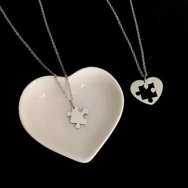 Yu Fashions Couple Best Friend sister Puzzle 2 in 1 High Fashion Necklace Chain