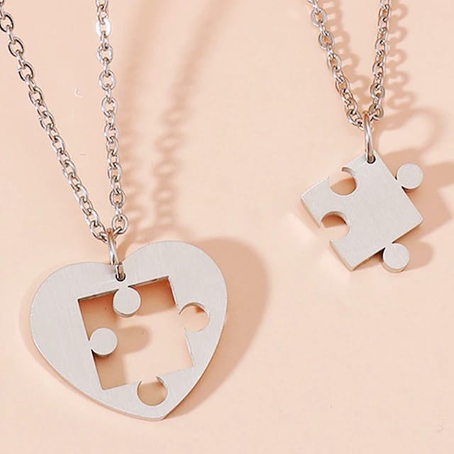 Yu Fashions Couple Best Friend sister Puzzle 2 in 1 High Fashion Necklace Chain