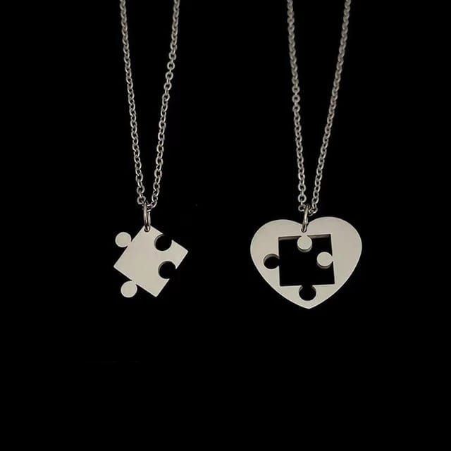 Yu Fashions Couple Best Friend sister Puzzle 2 in 1 High Fashion Necklace Chain