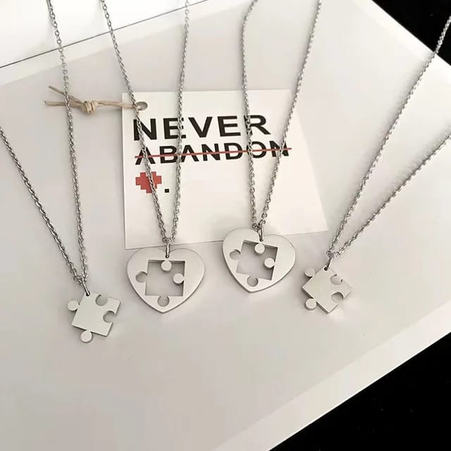 Yu Fashions Couple Best Friend sister Puzzle 2 in 1 High Fashion Necklace Chain