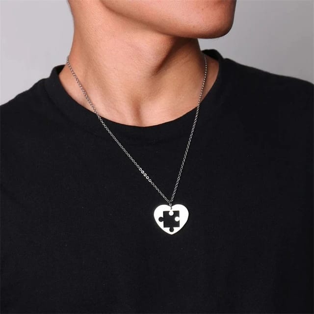 Yu Fashions Couple Best Friend sister Puzzle 2 in 1 High Fashion Necklace Chain