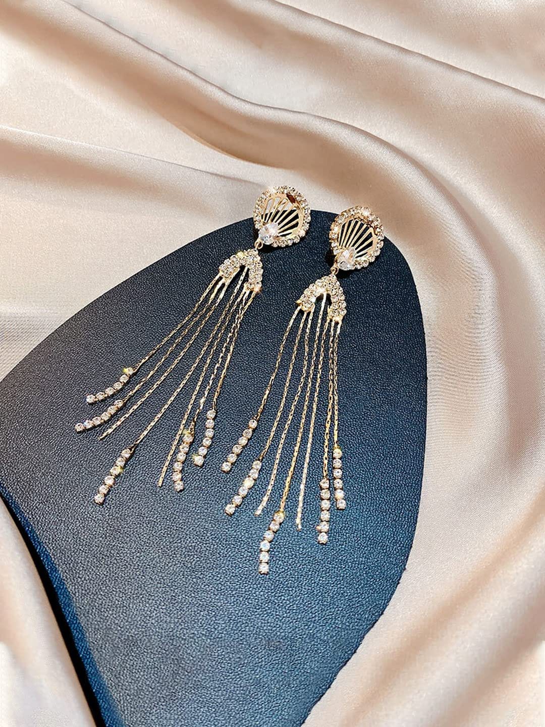 Yu Fashions Angel Cute Tassel Rhinstone Drop Cryatal High Fashion Korean Earrings pair