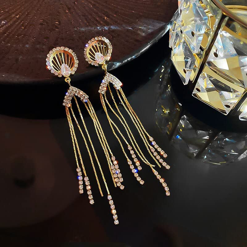 Yu Fashions Angel Cute Tassel Rhinstone Drop Cryatal High Fashion Korean Earrings pair