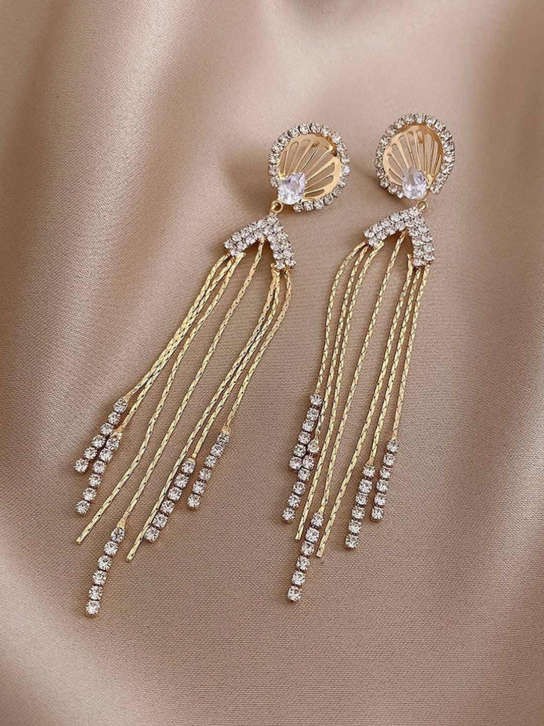 Yu Fashions Angel Cute Tassel Rhinstone Drop Cryatal High Fashion Korean Earrings pair
