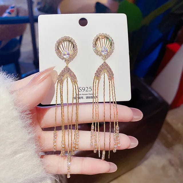 Yu Fashions Angel Cute Tassel Rhinstone Drop Cryatal High Fashion Korean Earrings pair