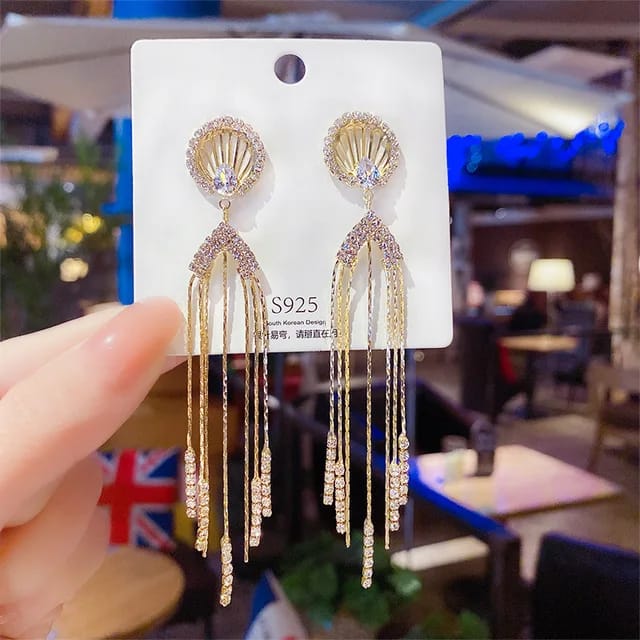 Yu Fashions Angel Cute Tassel Rhinstone Drop Cryatal High Fashion Korean Earrings pair