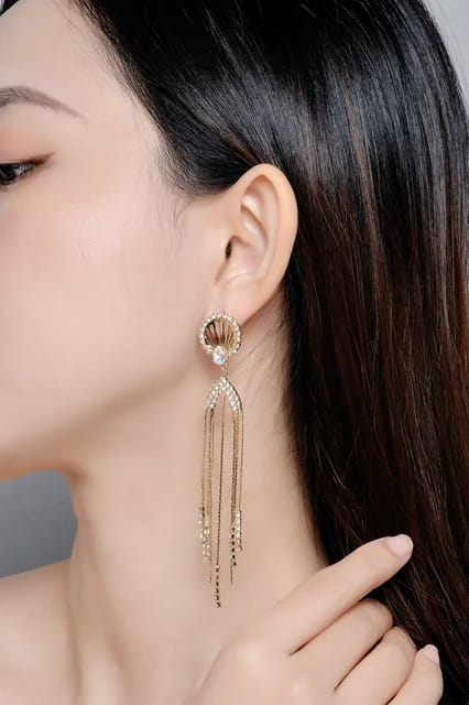 Yu Fashions Angel Cute Tassel Rhinstone Drop Cryatal High Fashion Korean Earrings pair