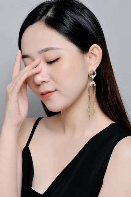 Yu Fashions Angel Cute Tassel Rhinstone Drop Cryatal High Fashion Korean Earrings pair