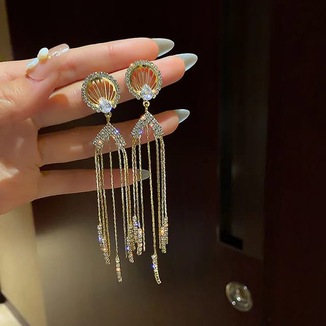 Yu Fashions Angel Cute Tassel Rhinstone Drop Cryatal High Fashion Korean Earrings pair