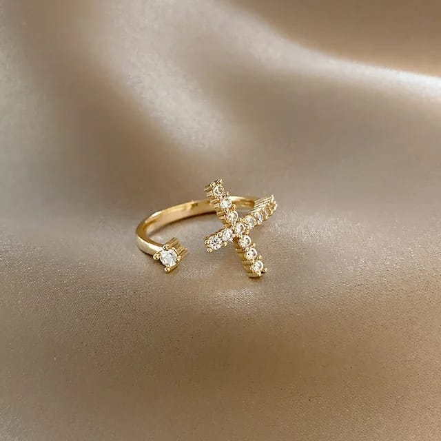 Yu Fashions Cross High Fashion Crystal Korean Ring
