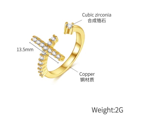 Yu Fashions Cross High Fashion Crystal Korean Ring