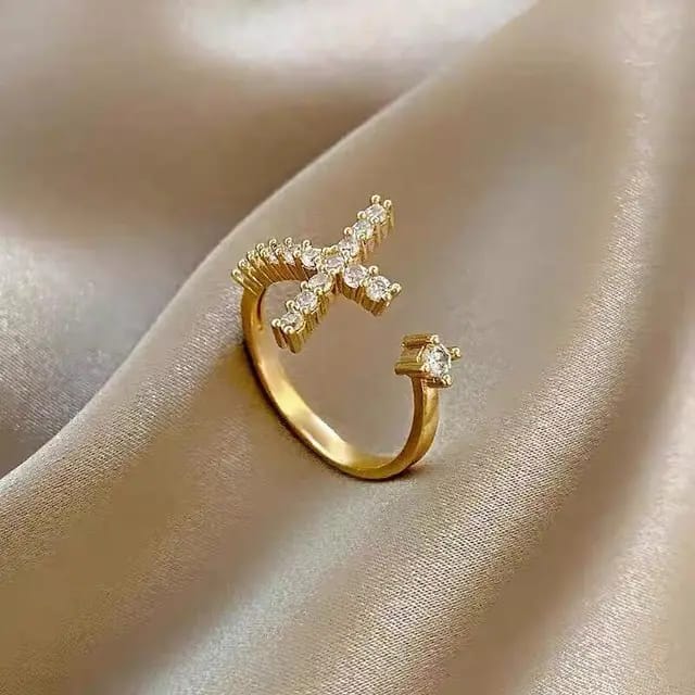 Yu Fashions Cross High Fashion Crystal Korean Ring