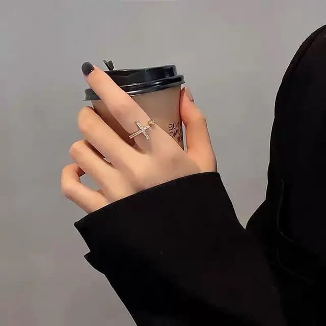 Yu Fashions Cross High Fashion Crystal Korean Ring