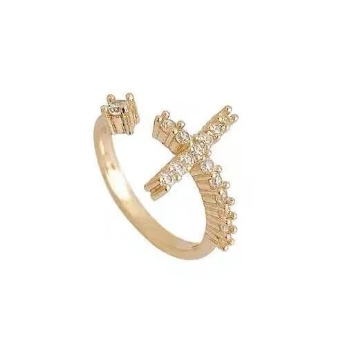 Yu Fashions Cross High Fashion Crystal Korean Ring