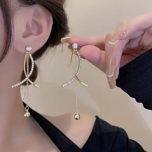 Yu Fashions Twisted Adjustable Criss Cross Drop Pearl High Fashion Korean Earrings pair