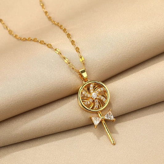 Yu Fashions Anxiety Relief Windmill High Fashion Rotating Korean Pendent Necklace