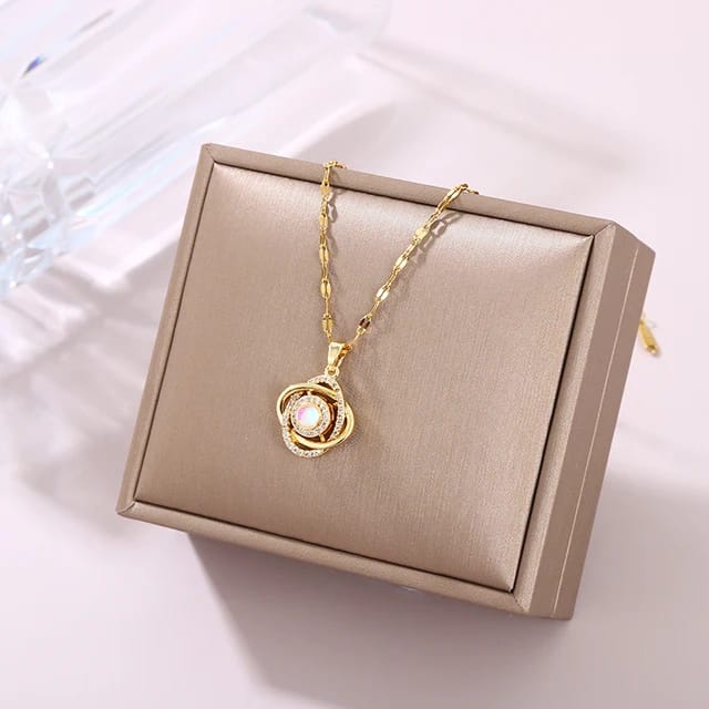 Yu Fashions High Fashion anxiety rotatable Twisted Korean pendent Necklace