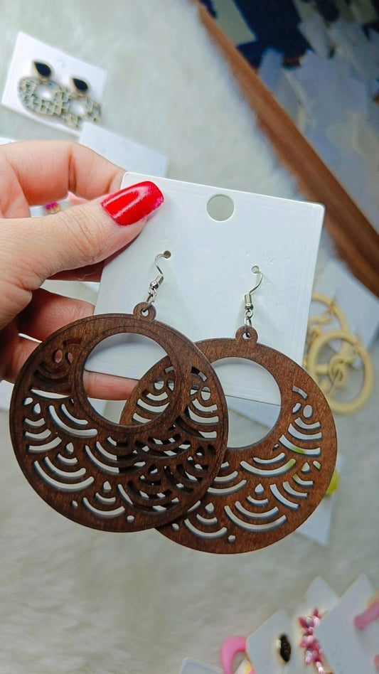 YU Fashions Wooden Designer High Fashion Korean earrings Pair