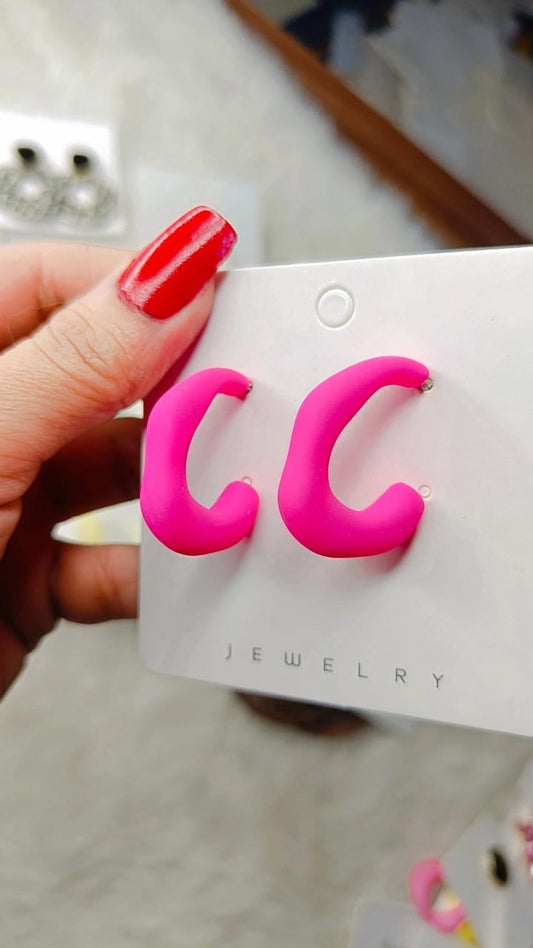 Yu Fashions Cute Pink High Fashion Korean Earrings Hoop Pair Deal
