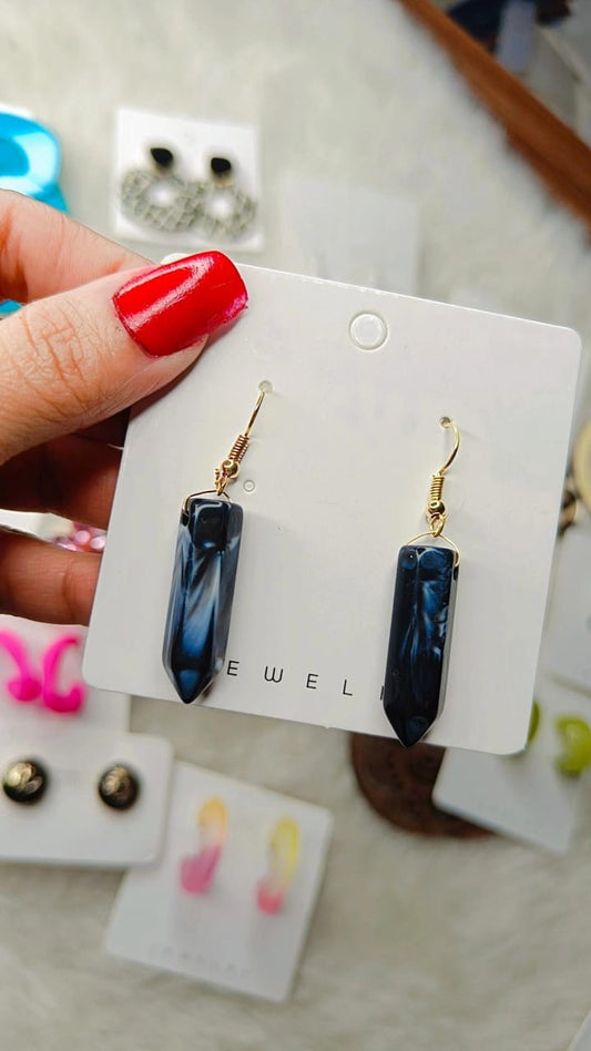 Yu Fashions Black & white Marble Print Geometrical High Fashion Korean Earrings Pair Deal