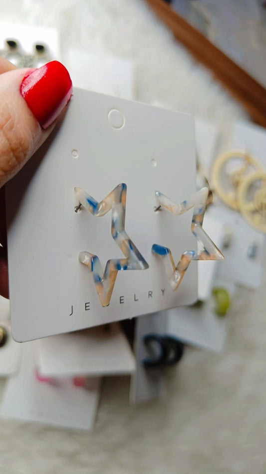 YU Fashions Star Shaped Marble print High Fashion Cute Korean earrings Pair Deal