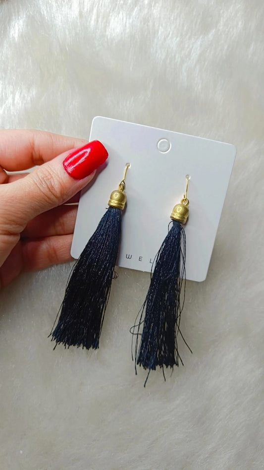 YU Fashions Black Tassel Cute Korean Earrings Pair Deal