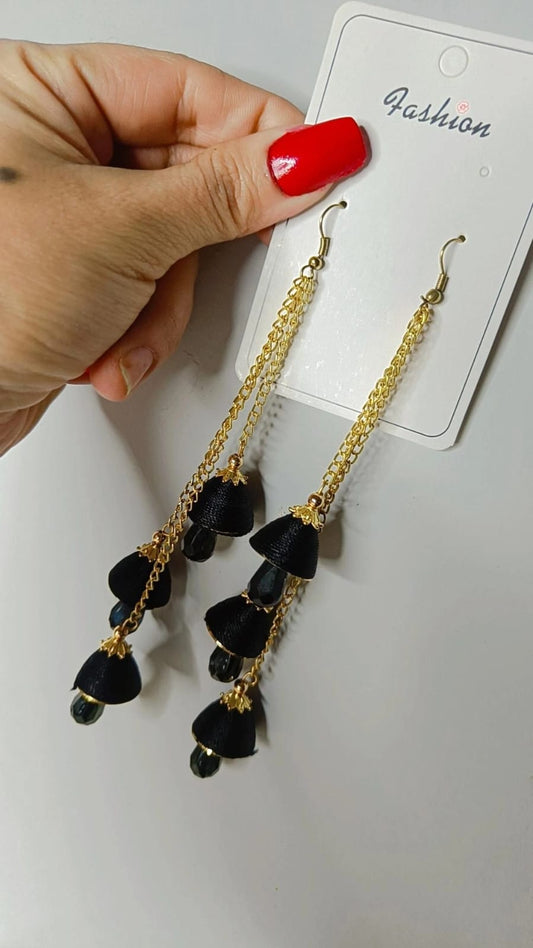 Yu Fashions Golden Black Bell Thread long Chain Earring Deal