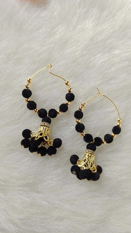 Yu Fashions Black Golden Cute Bell Baliyan Earrings Deal