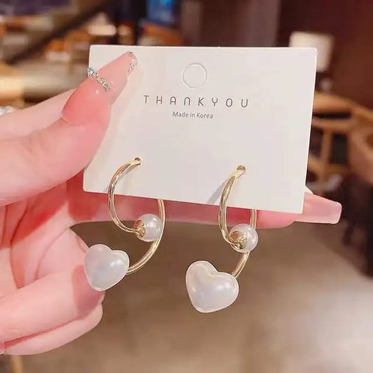 Yu Fashions Pearl Love French Elegant Ear Stud Autumn & Winter Sweet Korean Earrings for women