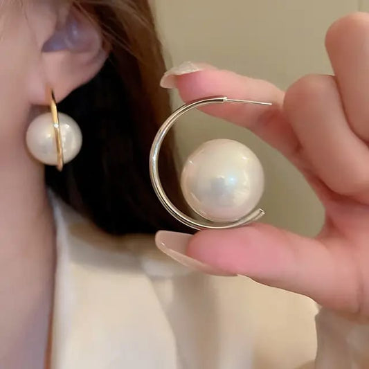Yu Fashions Creative C Shaped Pearl Trending Korean Earrings for women