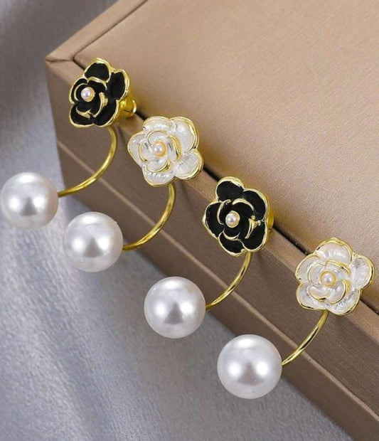 Yu Fashions Pearl Flower Cute Detachable High Fashion Korean Earrings pair
