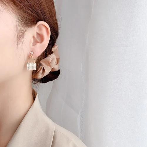 Yu Fashions Cute Handbag Shaped Pearl Cute High Fashion Korean Earrings Pair