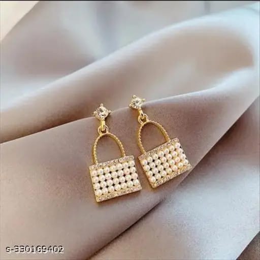 Yu Fashions Cute Handbag Shaped Pearl Cute High Fashion Korean Earrings Pair