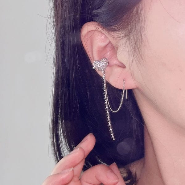 Yu Fashions Heart Cute Single Pc Earcuff Chain Korean Earring