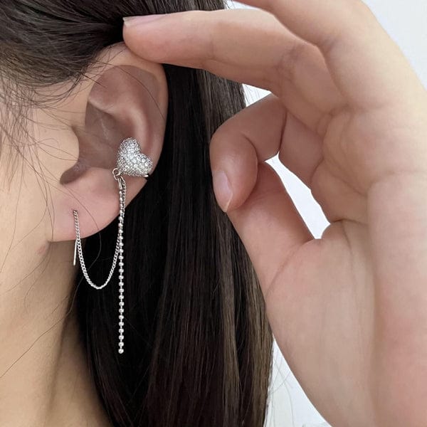 Yu Fashions Heart Cute Single Pc Earcuff Chain Korean Earring