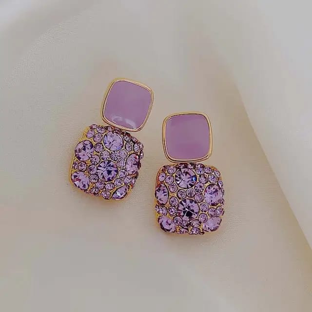 Yu Fashions Lavender Sparkle High Fashion Korean Earrings Pair
