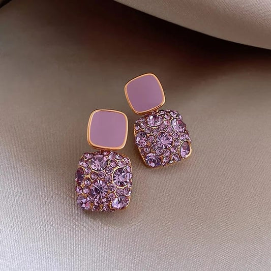Yu Fashions Lavender Sparkle High Fashion Korean Earrings Pair