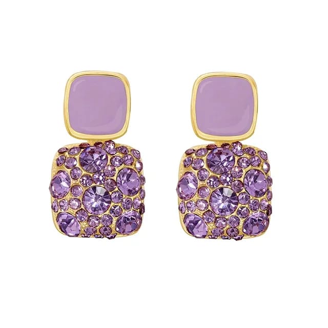Yu Fashions Lavender Sparkle High Fashion Korean Earrings Pair